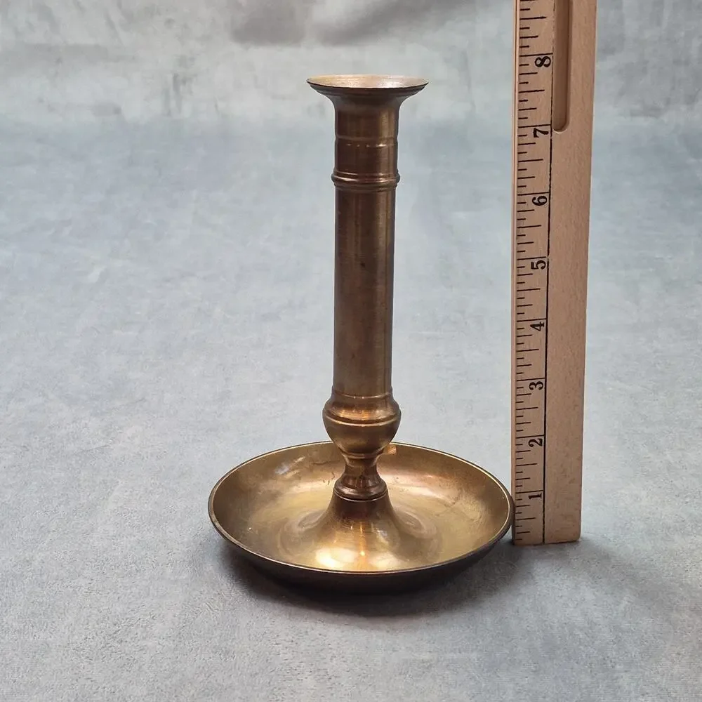 Vintage Brass Push-Up Candlestick Adjustable Antique Chamber Stick